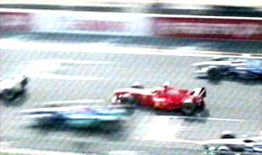 Schumacher nearly crashes at start
